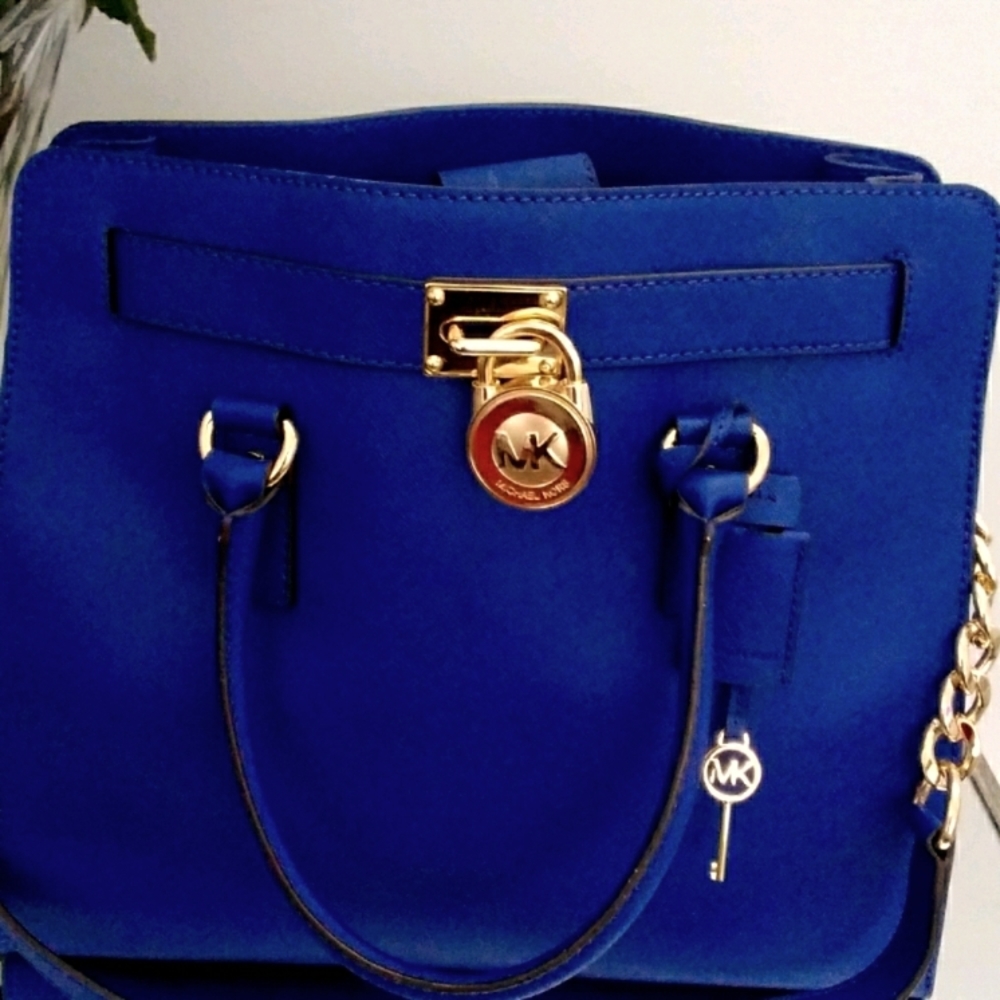 Michael Kors Leather Tote Handbag Blue